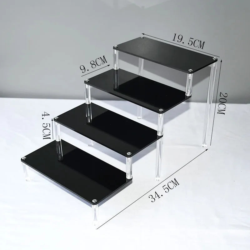 Black Acrylic Shelf Display Stand Perfume Cupcake Stand Figures Toys Desserts Holder Collection Cosmetic Shelves Organizers