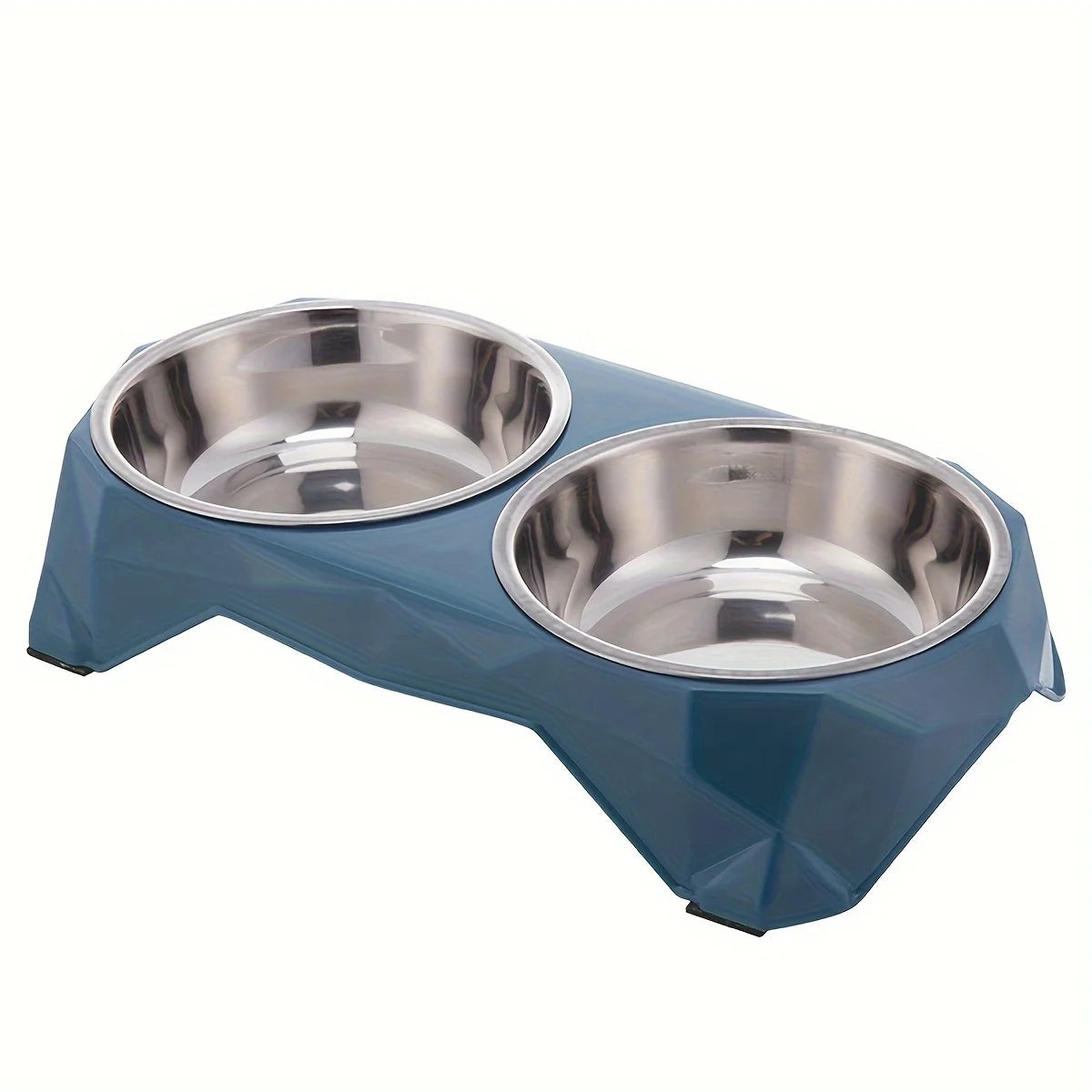 Stainless Steel Pet Double Bowl Upgraded Diamon Pattern Large Capacity Food Bowl for Dog Cat Non-slip Pet Water Feeder Bowls