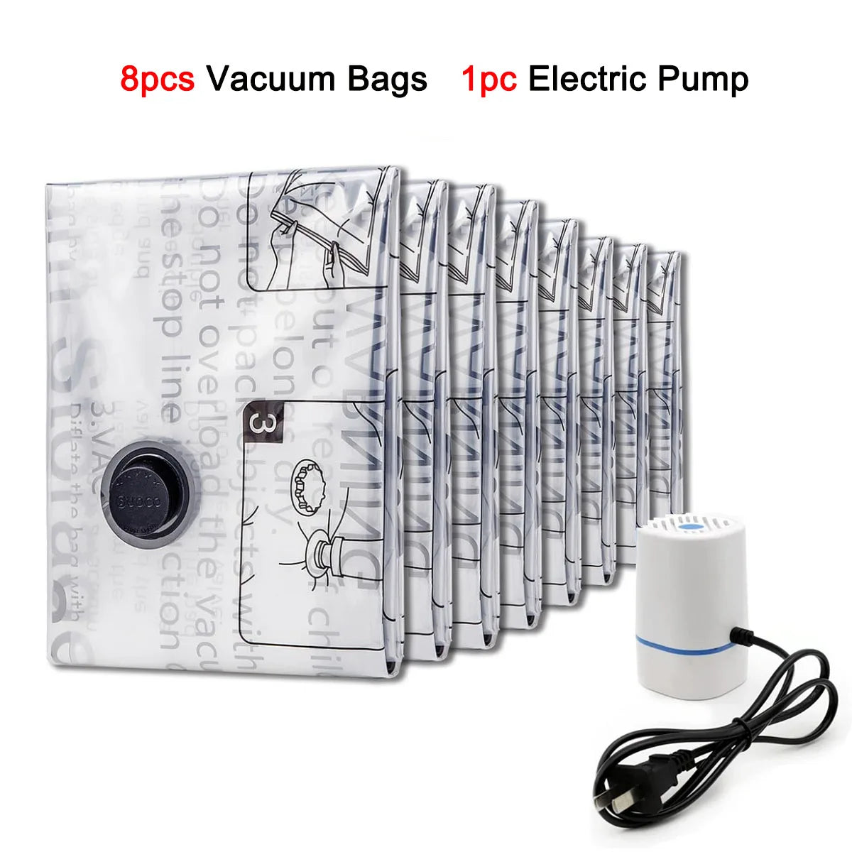 4-8 Pack Vacuum Storage Bags Space Saver Bags Compression for Comforters Blankets Bedding Organizer Clothes Travel Storage