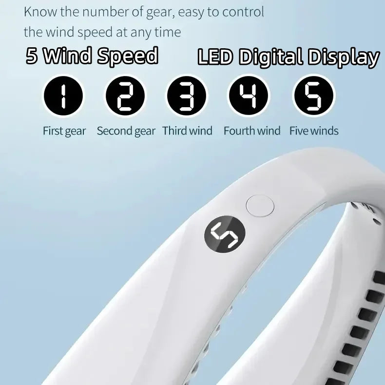 Hand-Free Mini USB Rechargeable Sport Portable Fan  Electric Bladeless Small  Air Cooler Hanging Neck Mini Fan