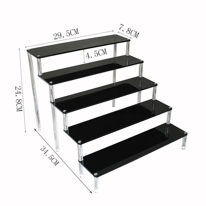 Black Acrylic Shelf Display Stand Perfume Cupcake Stand Figures Toys Desserts Holder Collection Cosmetic Shelves Organizers
