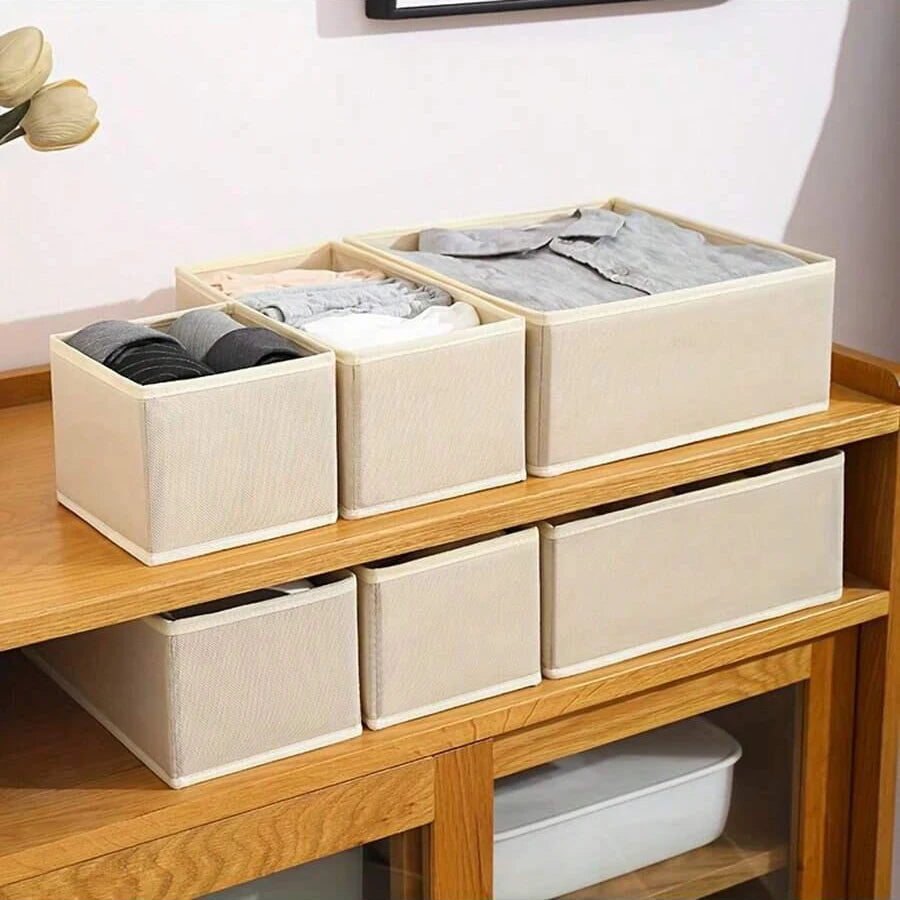 Foldable 6/12pcs Underwear Organizer Set • Hard Storage Boxes for Bra Socks • Drawer/Closet Clothes Organizers