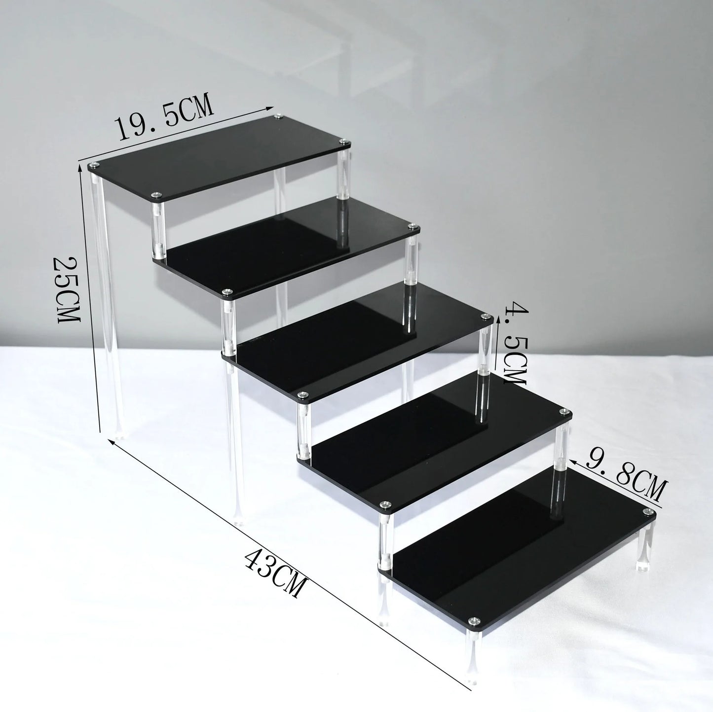 Black Acrylic Shelf Display Stand Perfume Cupcake Stand Figures Toys Desserts Holder Collection Cosmetic Shelves Organizers
