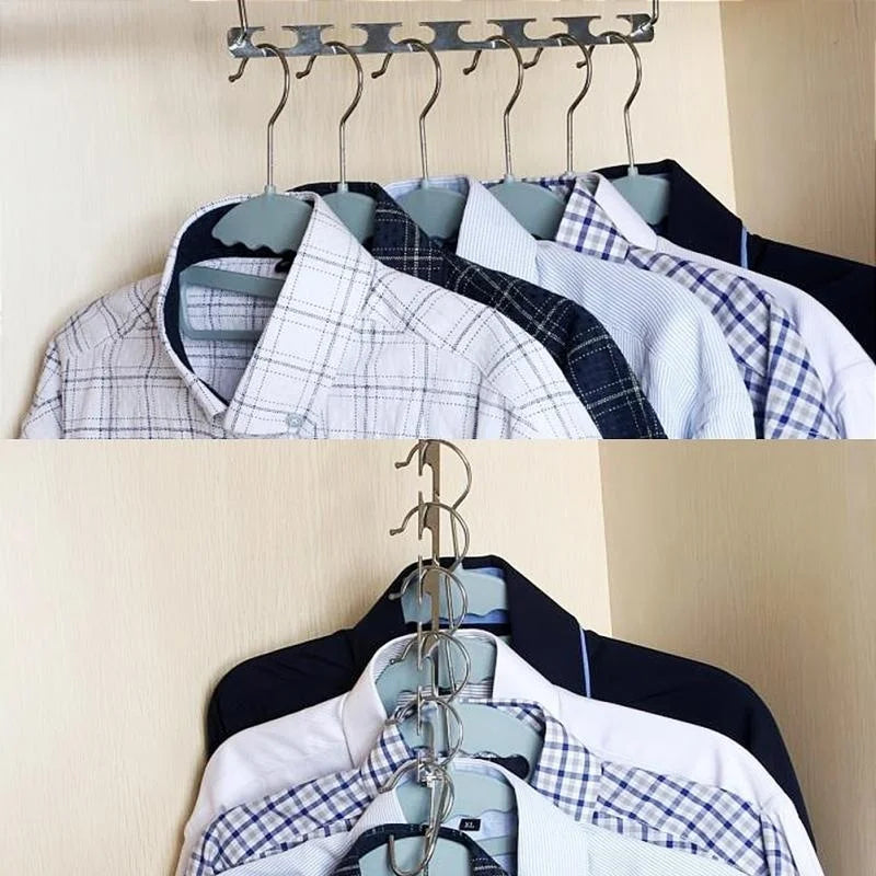 1/3pcs 37cm Multifunctional Space Saving Metal Hangers with Magic Hook 6 Hole Clothing Wardrobe Organize Hanger Holder