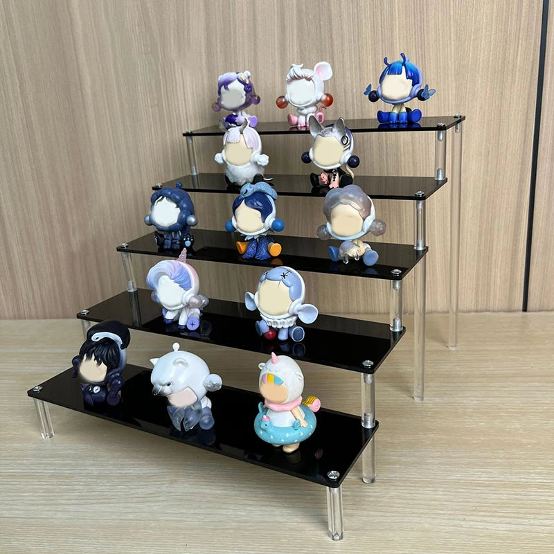 Black Acrylic Shelf Display Stand Perfume Cupcake Stand Figures Toys Desserts Holder Collection Cosmetic Shelves Organizers