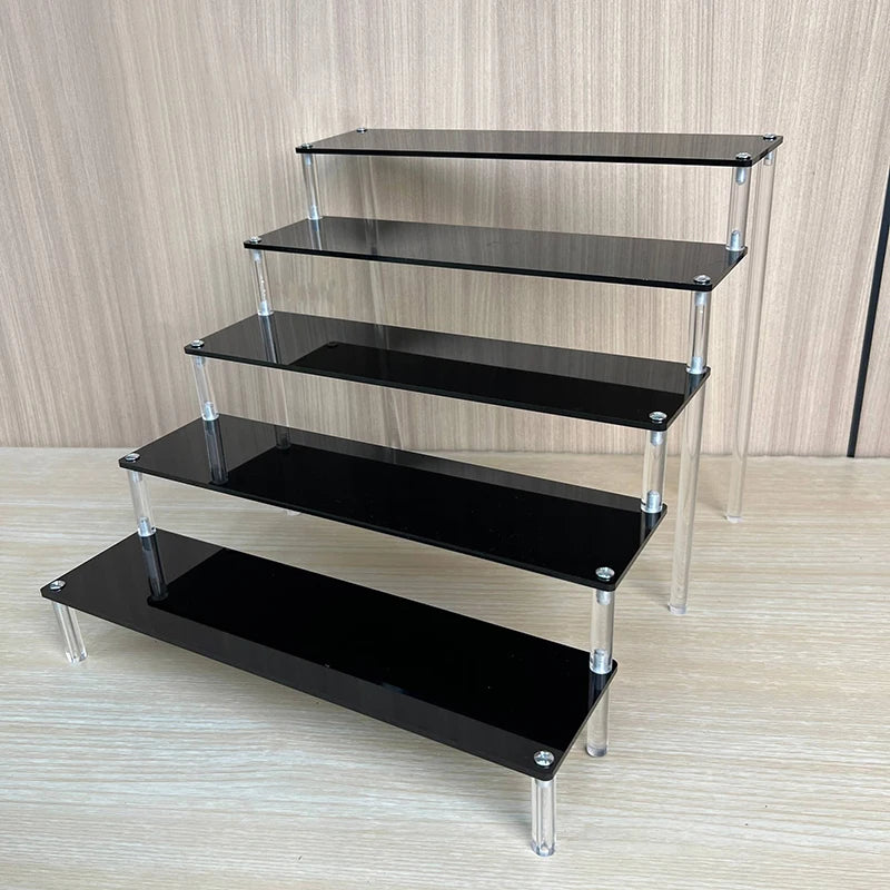 Black Acrylic Shelf Display Stand Perfume Cupcake Stand Figures Toys Desserts Holder Collection Cosmetic Shelves Organizers