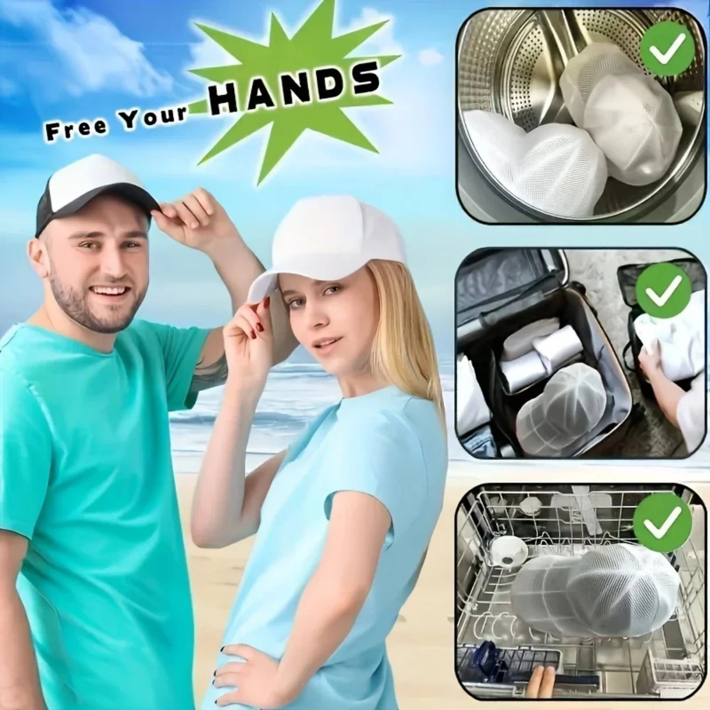 Upgraded Hat Cleaning Cage for Washing Machines Baseball Cap Washer with Mesh Bag Laundry Hat Protector Shaper for Cap Lovers