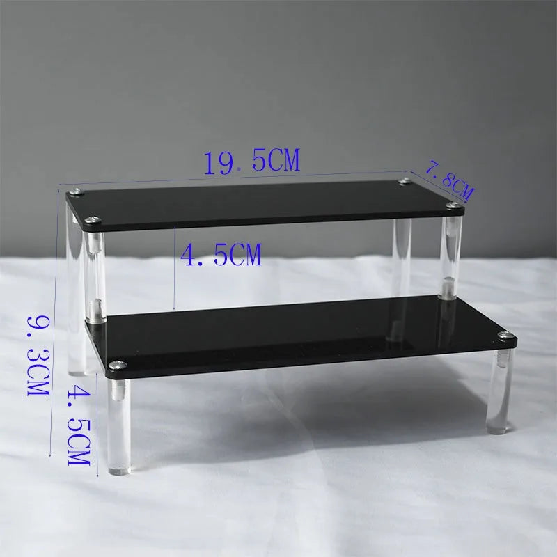 Black Acrylic Shelf Display Stand Perfume Cupcake Stand Figures Toys Desserts Holder Collection Cosmetic Shelves Organizers