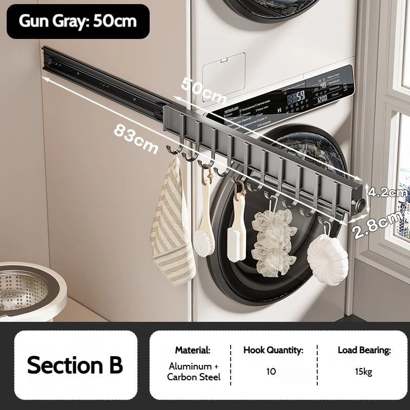 Pull Push Adjustable Top Mounting Closet Interior Telescopic Hanging Rod Cloakroom Retractable Slide Track Clothes Organizer