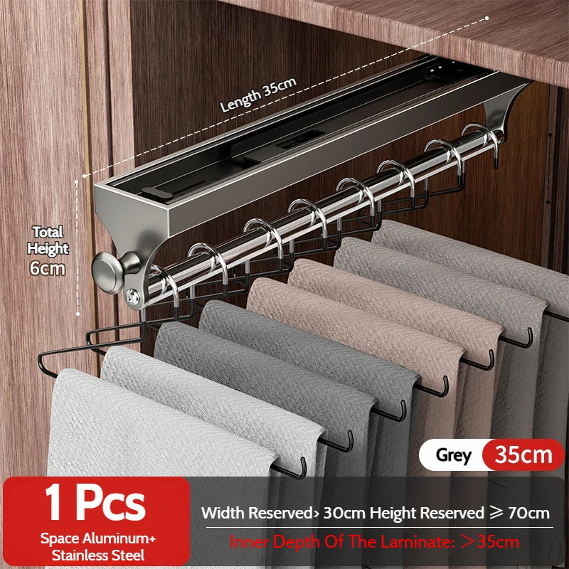 Pull Push Adjustable Top Mounting Closet Interior Telescopic Hanging Rod Cloakroom Retractable Slide Track Clothes Organizer