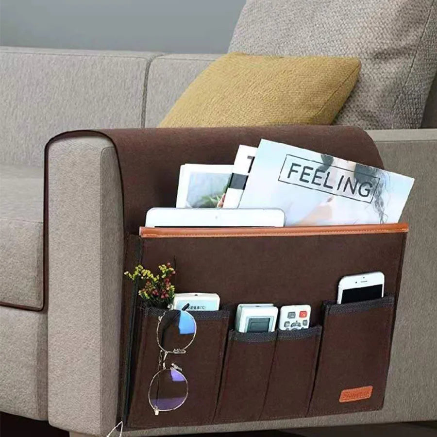 Felt Bedside Storage Bag, Remote Control Hanging Bag, Living Room Supplies, Sofa Armrest Hanging Bag, Home Furnishings