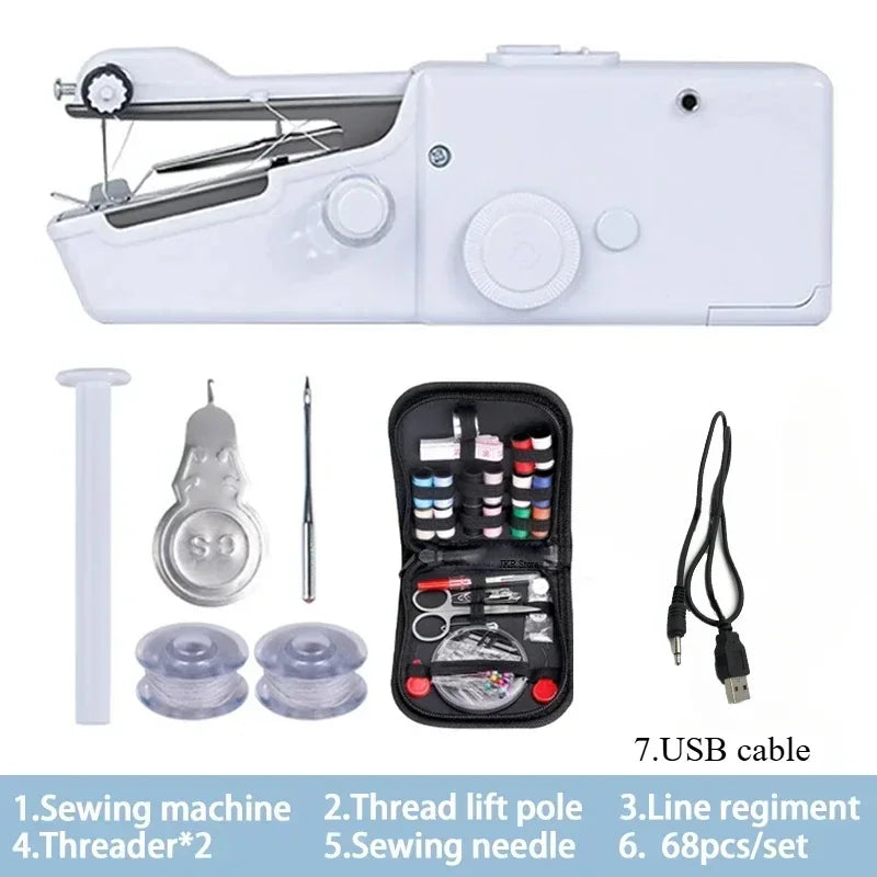 Handheld Rope-free Electric & Manual Sewing Machine Quick Build DIY Apparel Supplies for Arts Crafts Home Garden Embroidery