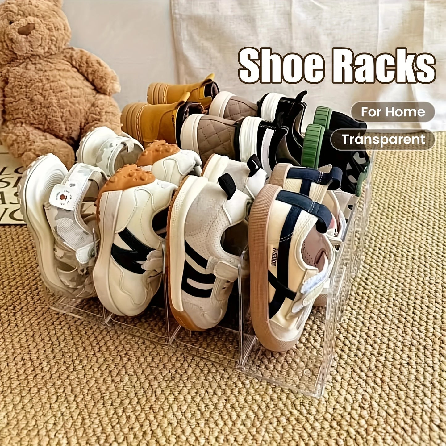 Transparent Plastic Baby Shoe Rack Space Saving Multi Layer Free Standing Shoe Organizer For Entryway Closet Home Storage