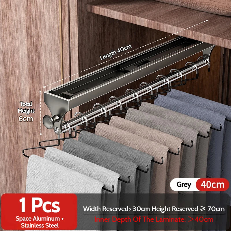 Pull Push Adjustable Top Mounting Closet Interior Telescopic Hanging Rod Cloakroom Retractable Slide Track Clothes Organizer