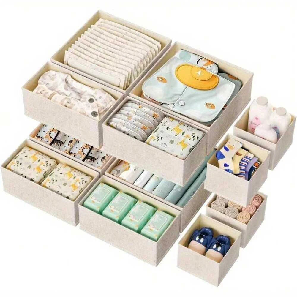 Foldable 6/12pcs Underwear Organizer Set • Hard Storage Boxes for Bra Socks • Drawer/Closet Clothes Organizers
