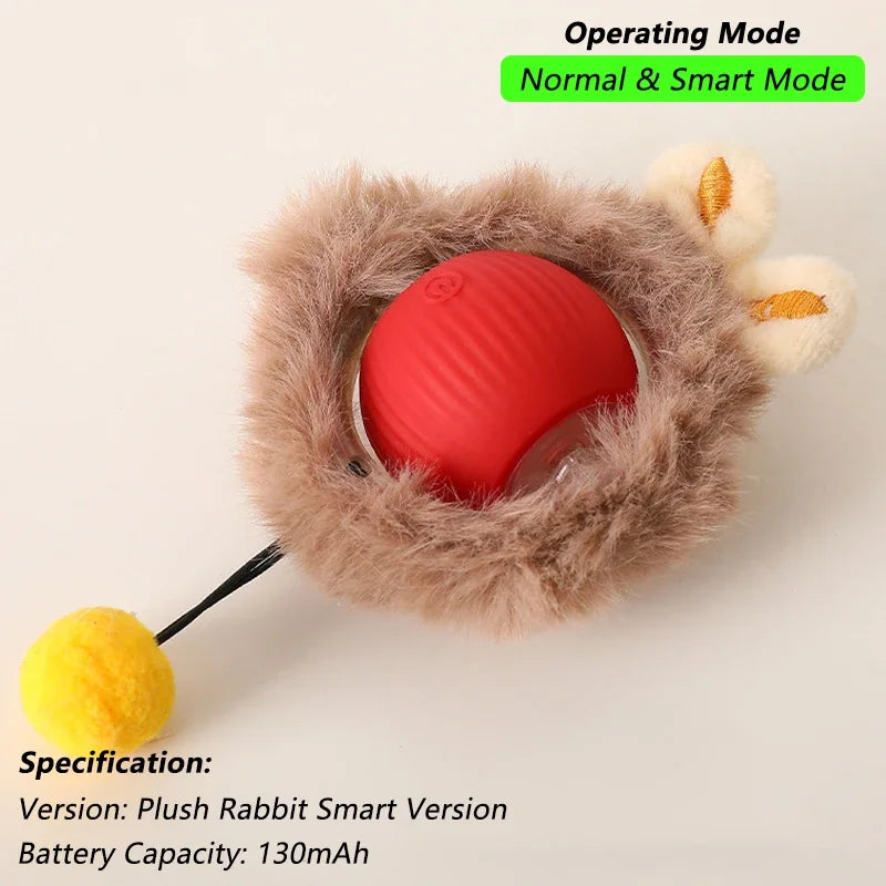 iLMH 1/2 PCS Cat Interactive Ball Toy Automatic Rolling Ball Faux Tail Rechargeable Smart Pet Electric Toy Pet Toy Imitate Mouse
