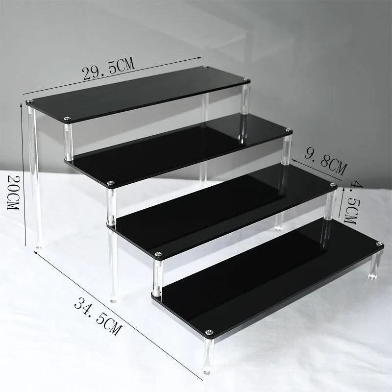 Black Acrylic Shelf Display Stand Perfume Cupcake Stand Figures Toys Desserts Holder Collection Cosmetic Shelves Organizers