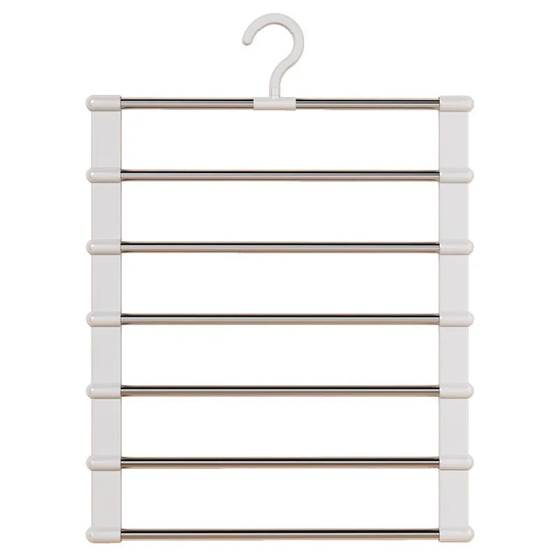 Foldable Pants Hanger Multi Layer Non Slip Clips Space Saving Closet Organizer for Trousers Storage Collapsible Hanging System