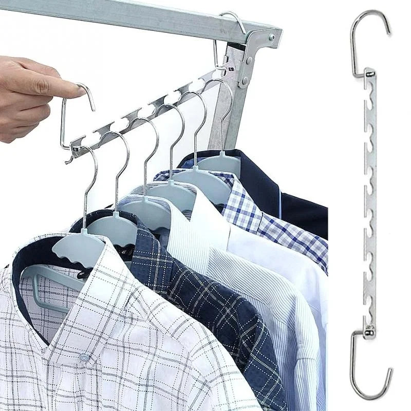 1/3pcs 37cm Multifunctional Space Saving Metal Hangers with Magic Hook 6 Hole Clothing Wardrobe Organize Hanger Holder