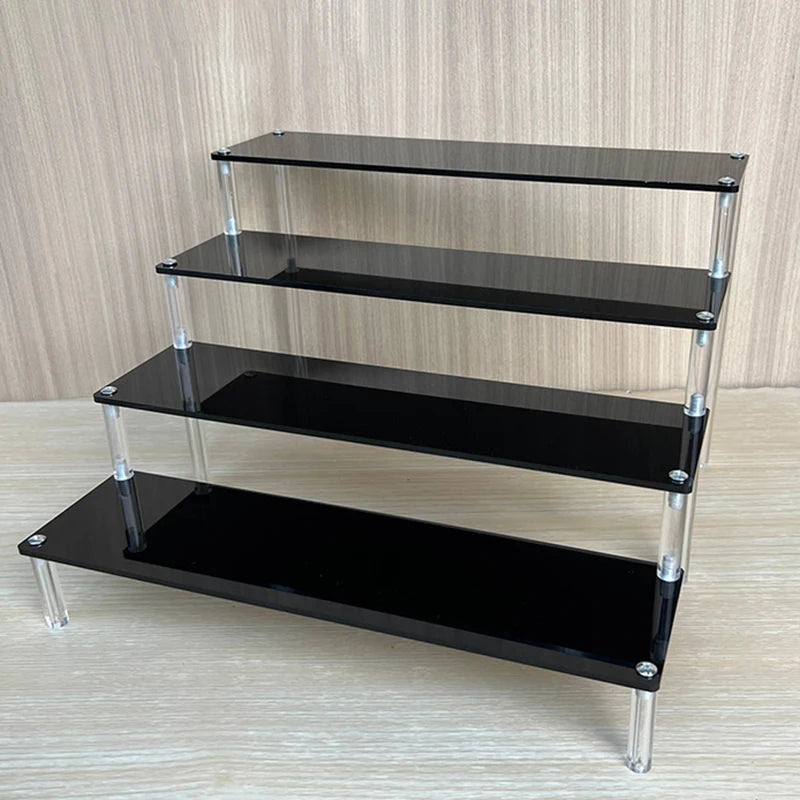 Black Acrylic Shelf Display Stand Perfume Cupcake Stand Figures Toys Desserts Holder Collection Cosmetic Shelves Organizers
