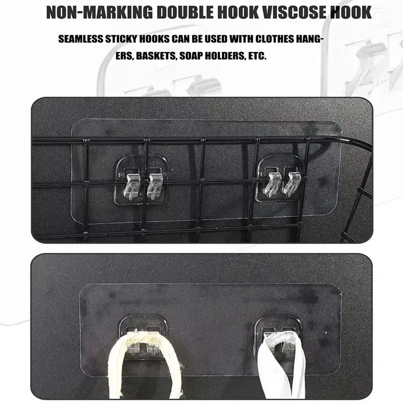Strong Adhesive Hook Waterproof Shelf Sticker for Bathroom Kitchen Wall Shelf Rack Kitchen Sticking Wall Screw Hook Storage Rack