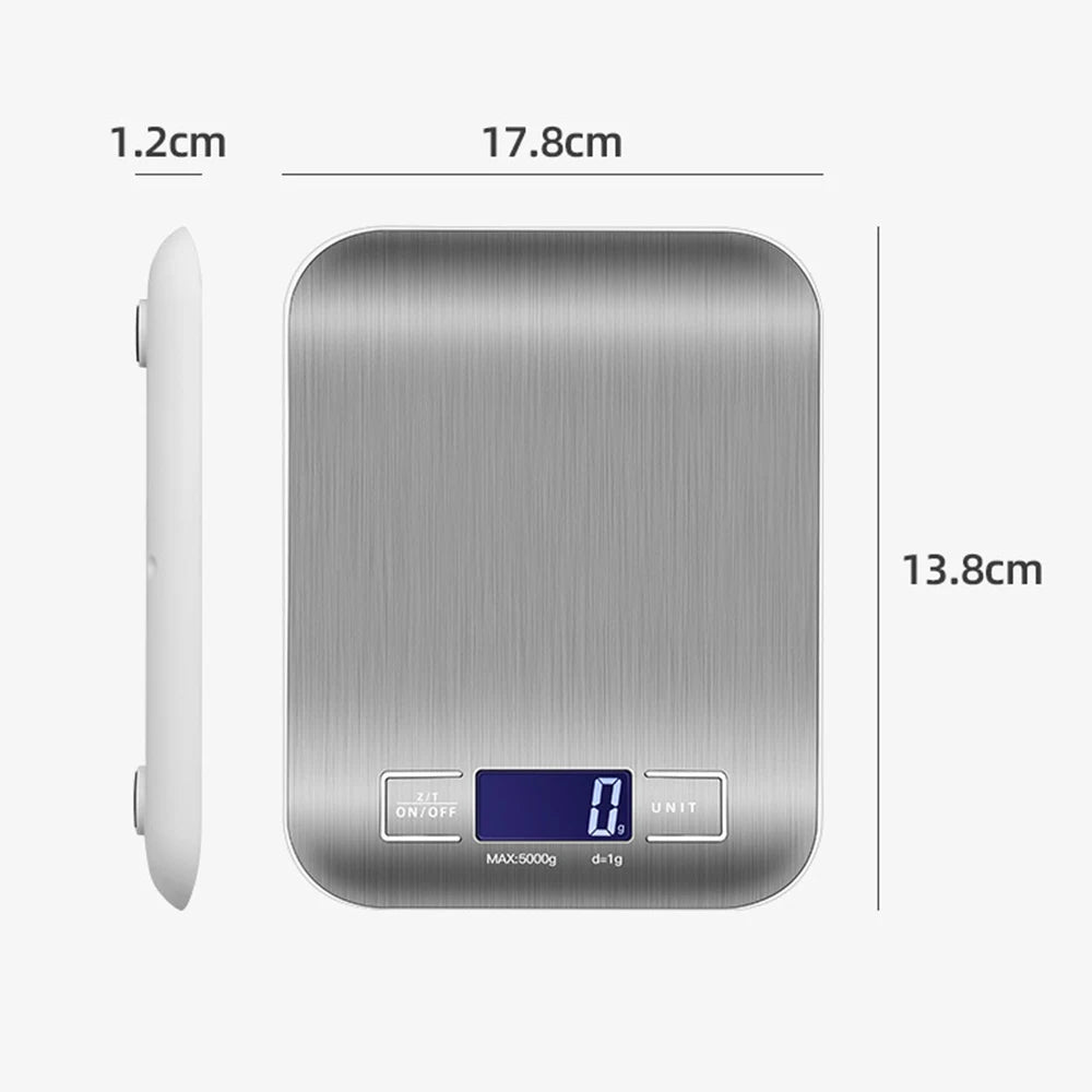 Portable Kitchen Scale Coffee Electronic Scale Stainless Steel Surface LCD Backlit Kitchen Food Scales Weighing Tool