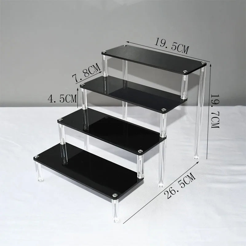 Black Acrylic Shelf Display Stand Perfume Cupcake Stand Figures Toys Desserts Holder Collection Cosmetic Shelves Organizers