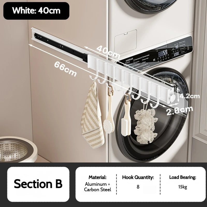 Pull Push Adjustable Top Mounting Closet Interior Telescopic Hanging Rod Cloakroom Retractable Slide Track Clothes Organizer