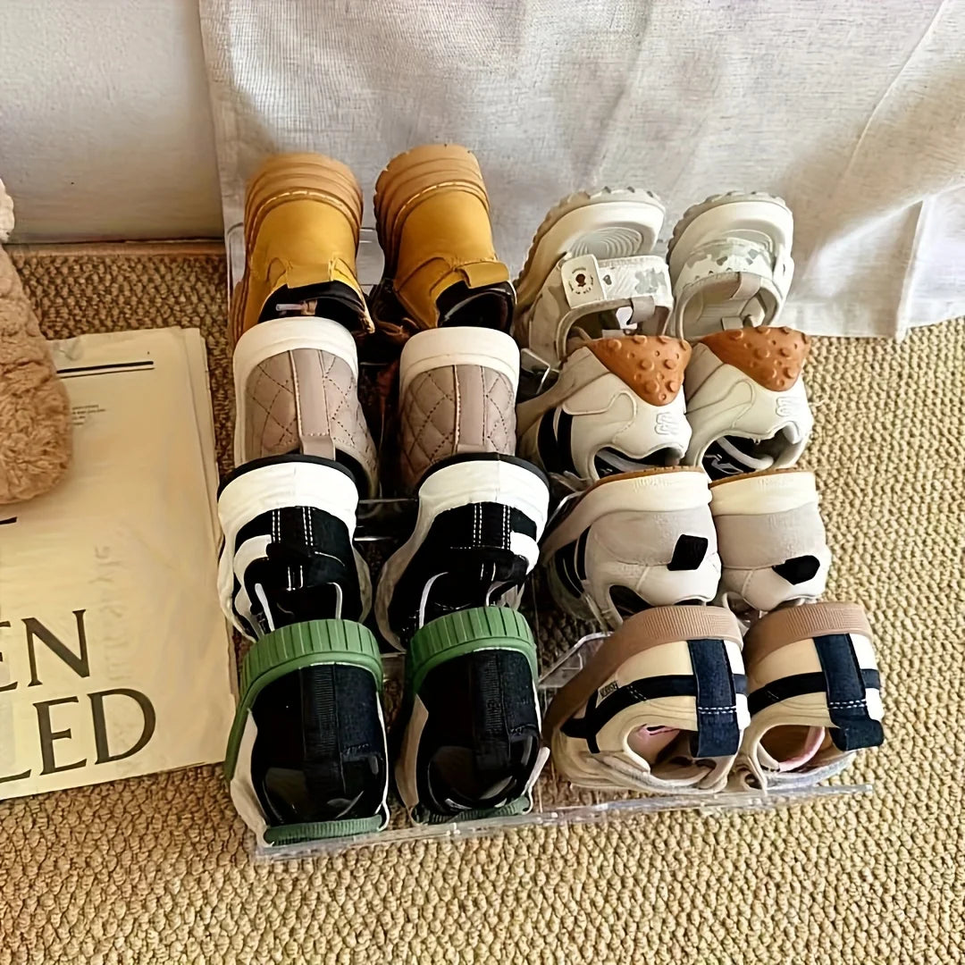 Transparent Plastic Baby Shoe Rack Space Saving Multi Layer Free Standing Shoe Organizer For Entryway Closet Home Storage