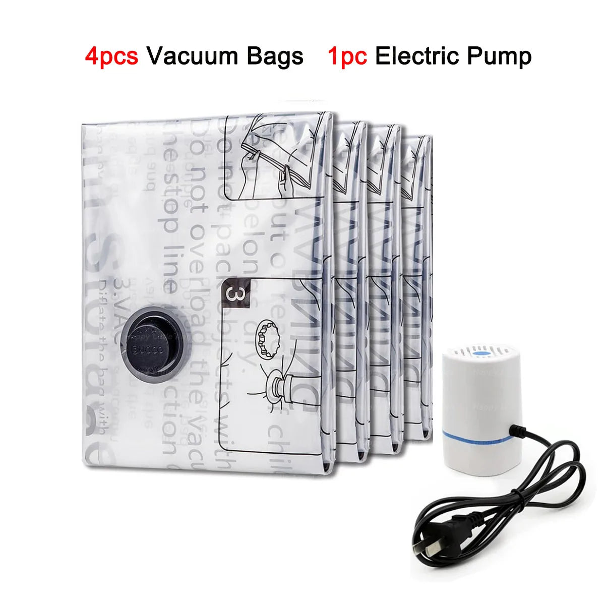 4-8 Pack Vacuum Storage Bags Space Saver Bags Compression for Comforters Blankets Bedding Organizer Clothes Travel Storage