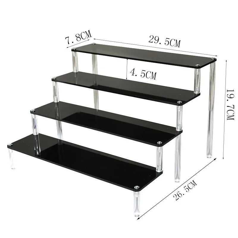 Black Acrylic Shelf Display Stand Perfume Cupcake Stand Figures Toys Desserts Holder Collection Cosmetic Shelves Organizers