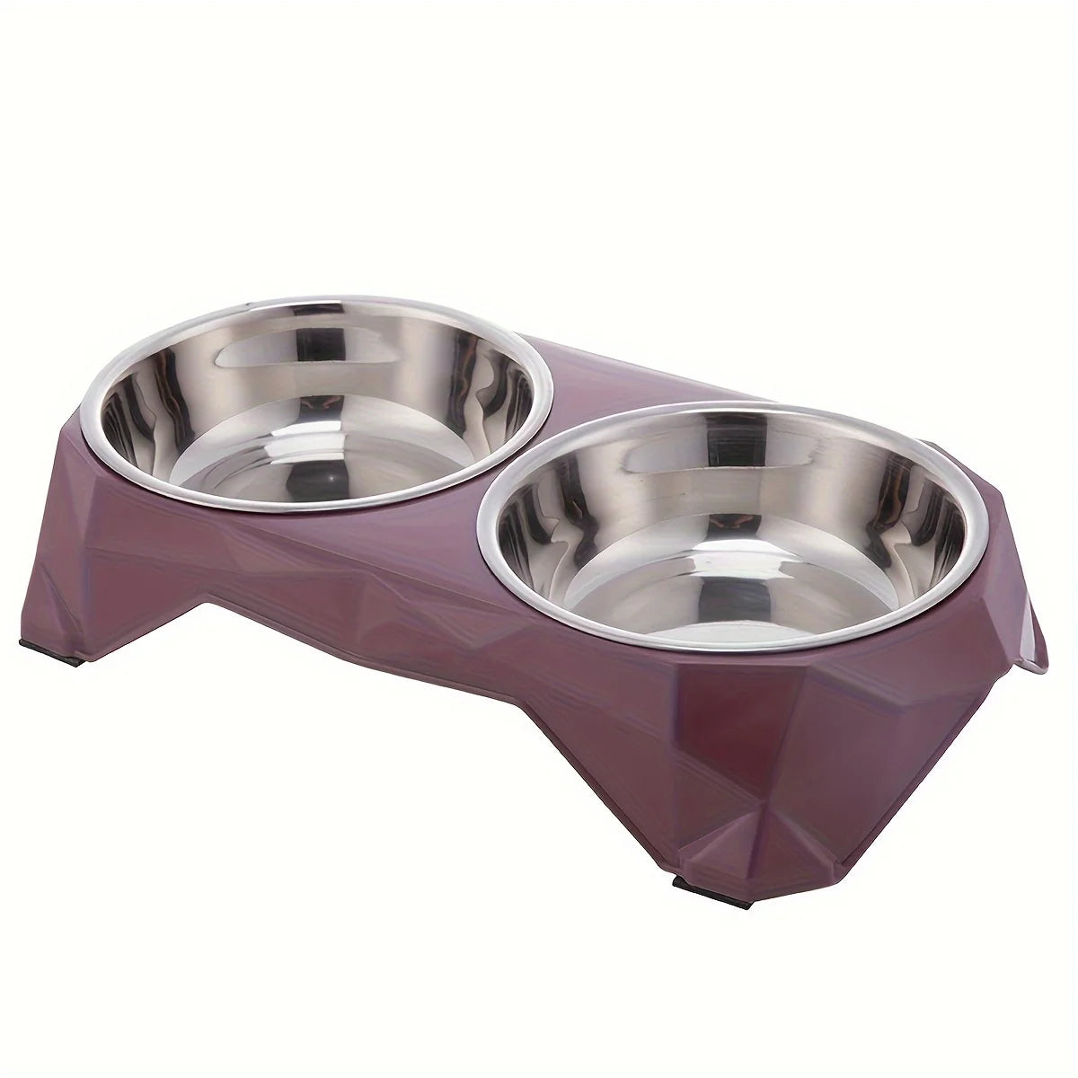 Stainless Steel Pet Double Bowl Upgraded Diamon Pattern Large Capacity Food Bowl for Dog Cat Non-slip Pet Water Feeder Bowls