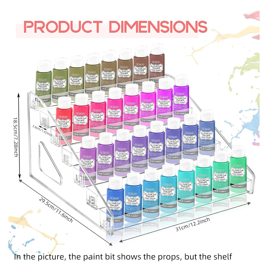 Transparent paint storage box, mini paint rack with 7 layers of paint storage rack, craft paint watercolor paint storage rack