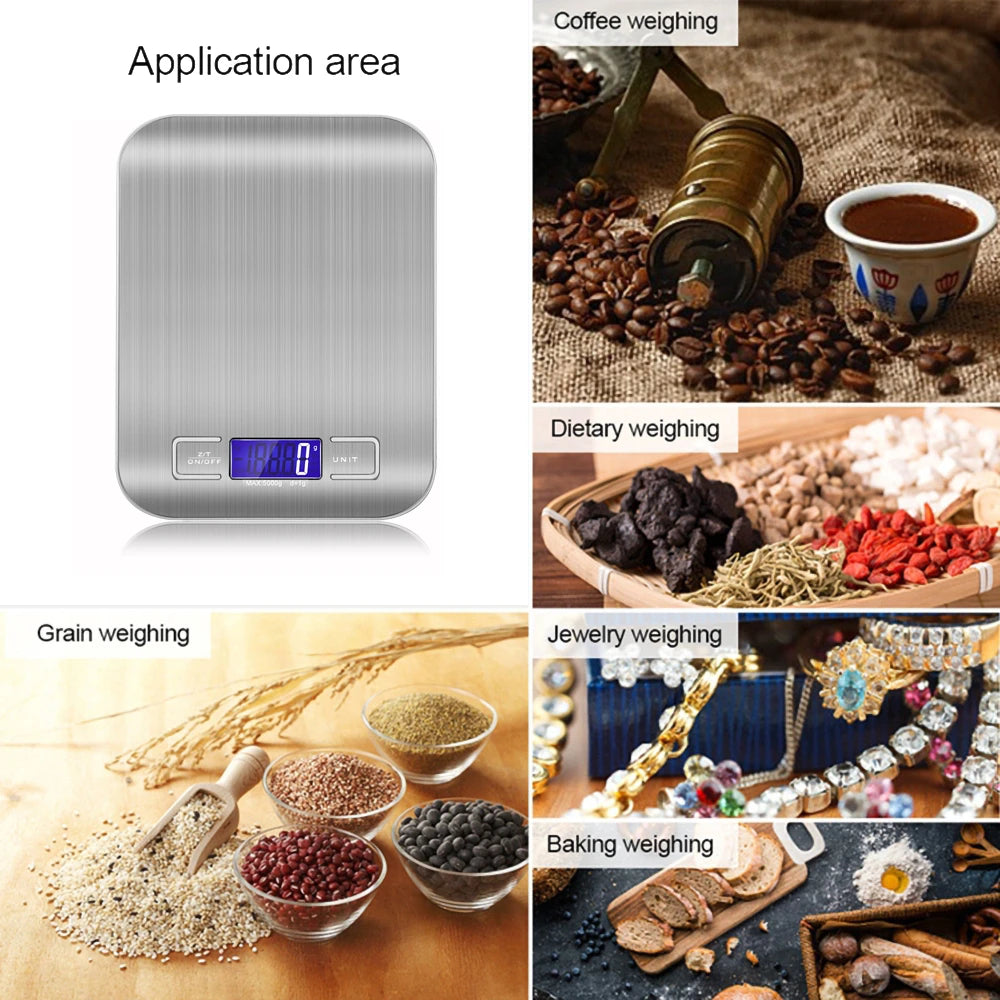 Portable Kitchen Scale Coffee Electronic Scale Stainless Steel Surface LCD Backlit Kitchen Food Scales Weighing Tool