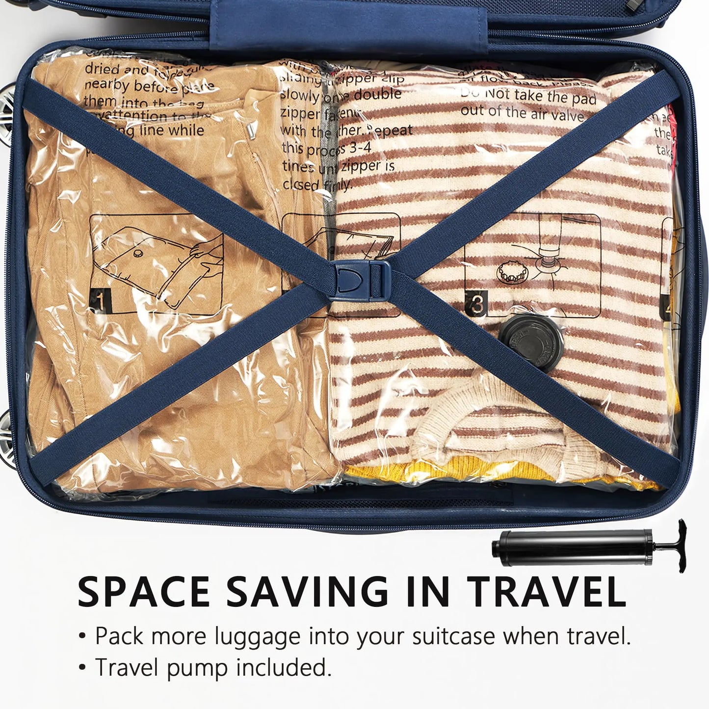 4-8 Pack Vacuum Storage Bags Space Saver Bags Compression for Comforters Blankets Bedding Organizer Clothes Travel Storage