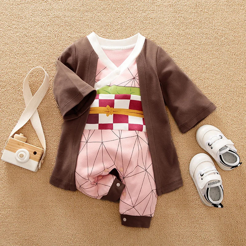 Newborn Baby Anime Cape Style Children Long Sleeve Cotton Bodysuit, Cute Kids Boys Girls Romper