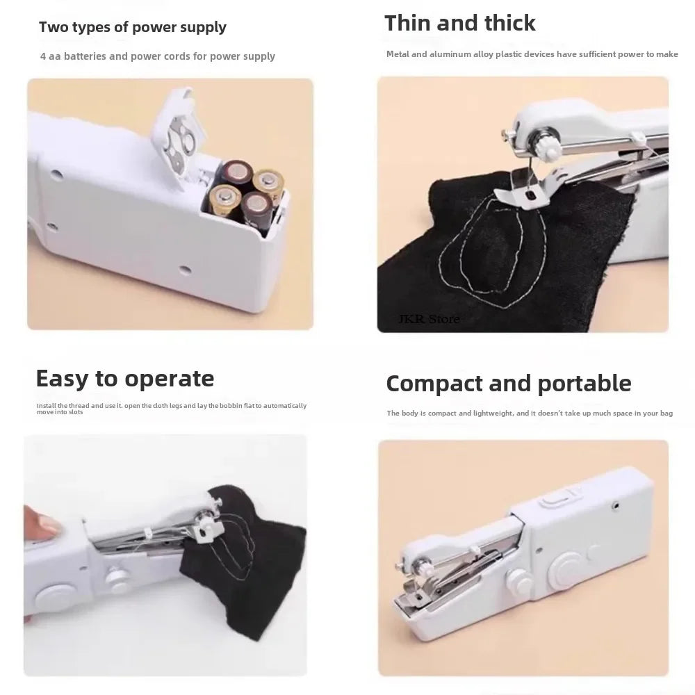 Handheld Rope-free Electric & Manual Sewing Machine Quick Build DIY Apparel Supplies for Arts Crafts Home Garden Embroidery