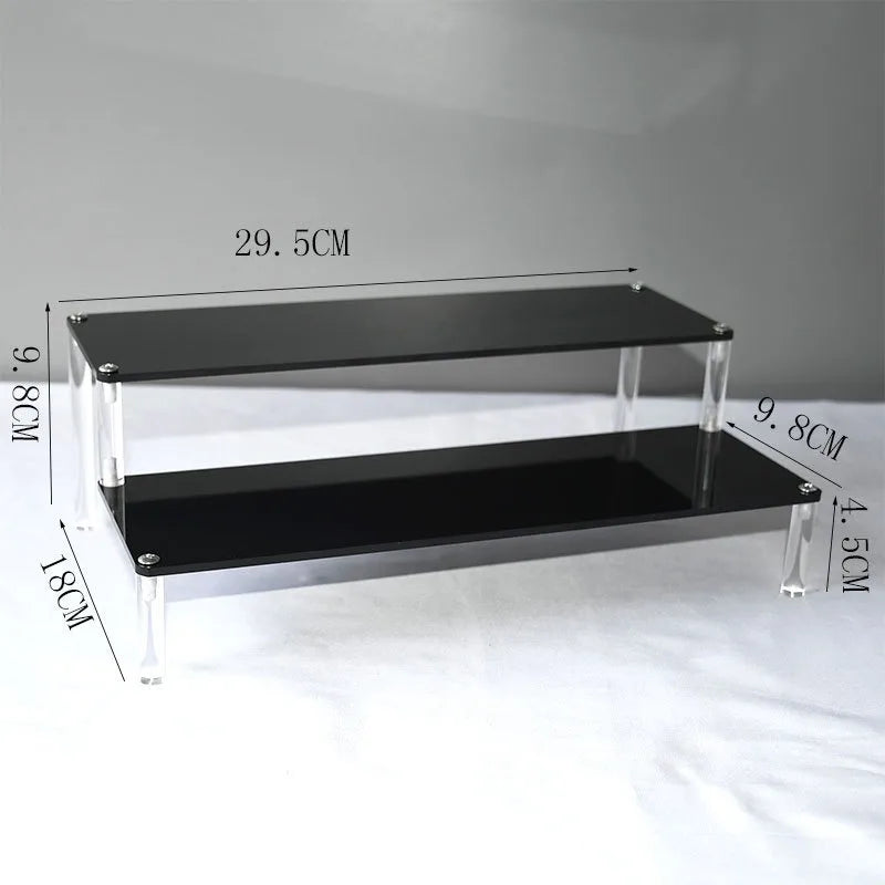 Black Acrylic Shelf Display Stand Perfume Cupcake Stand Figures Toys Desserts Holder Collection Cosmetic Shelves Organizers