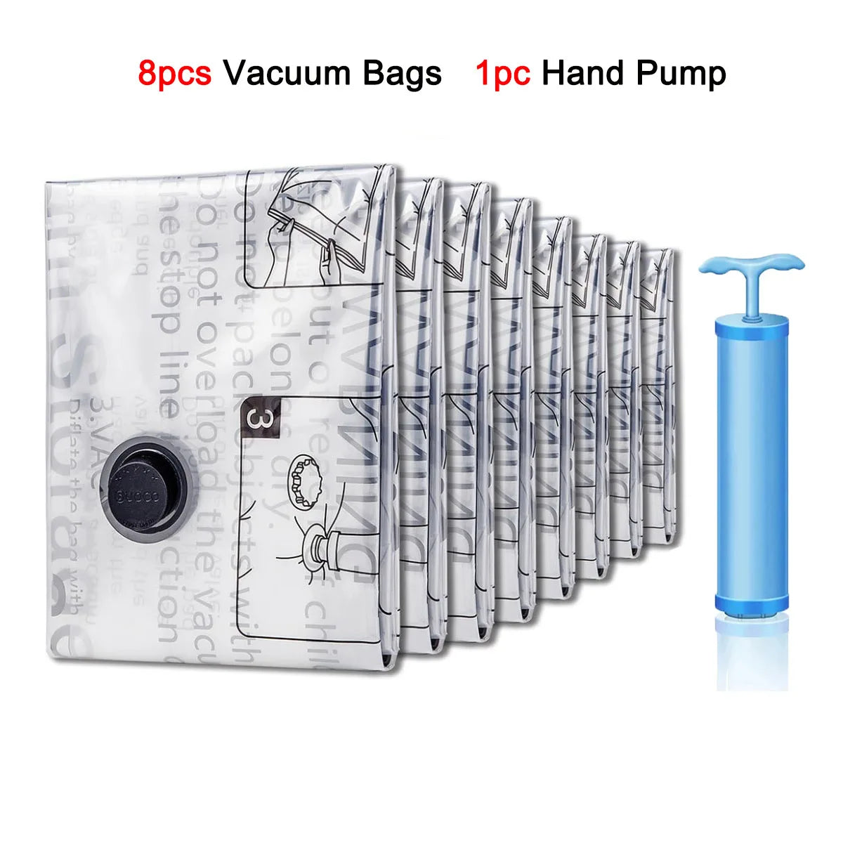 4-8 Pack Vacuum Storage Bags Space Saver Bags Compression for Comforters Blankets Bedding Organizer Clothes Travel Storage
