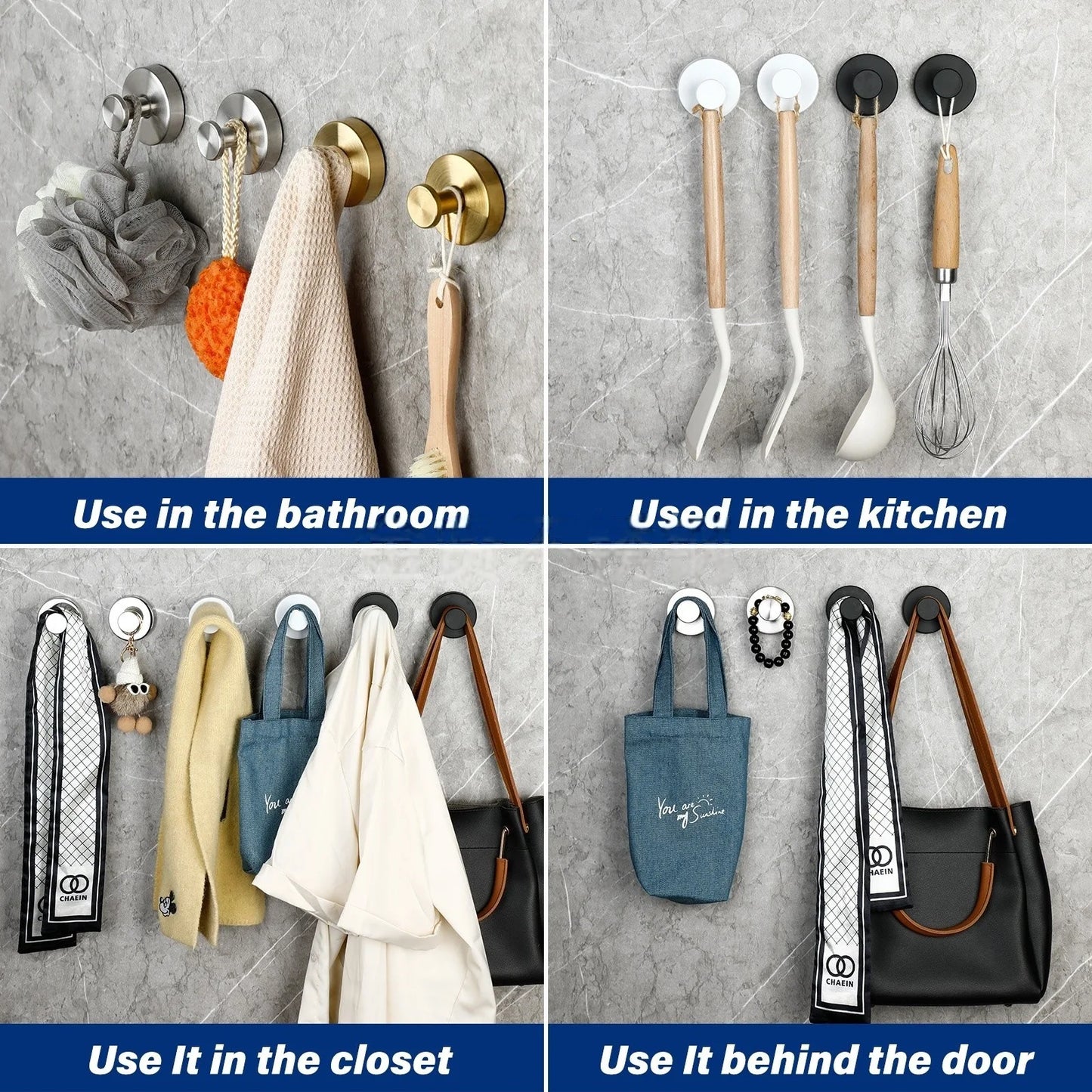 Vacuum Suction Cup Hooks Punch Free Bath Sucker Hook Wall Hook Hanger Glass Kitchen Bathroom Hooks for Towel Handbag