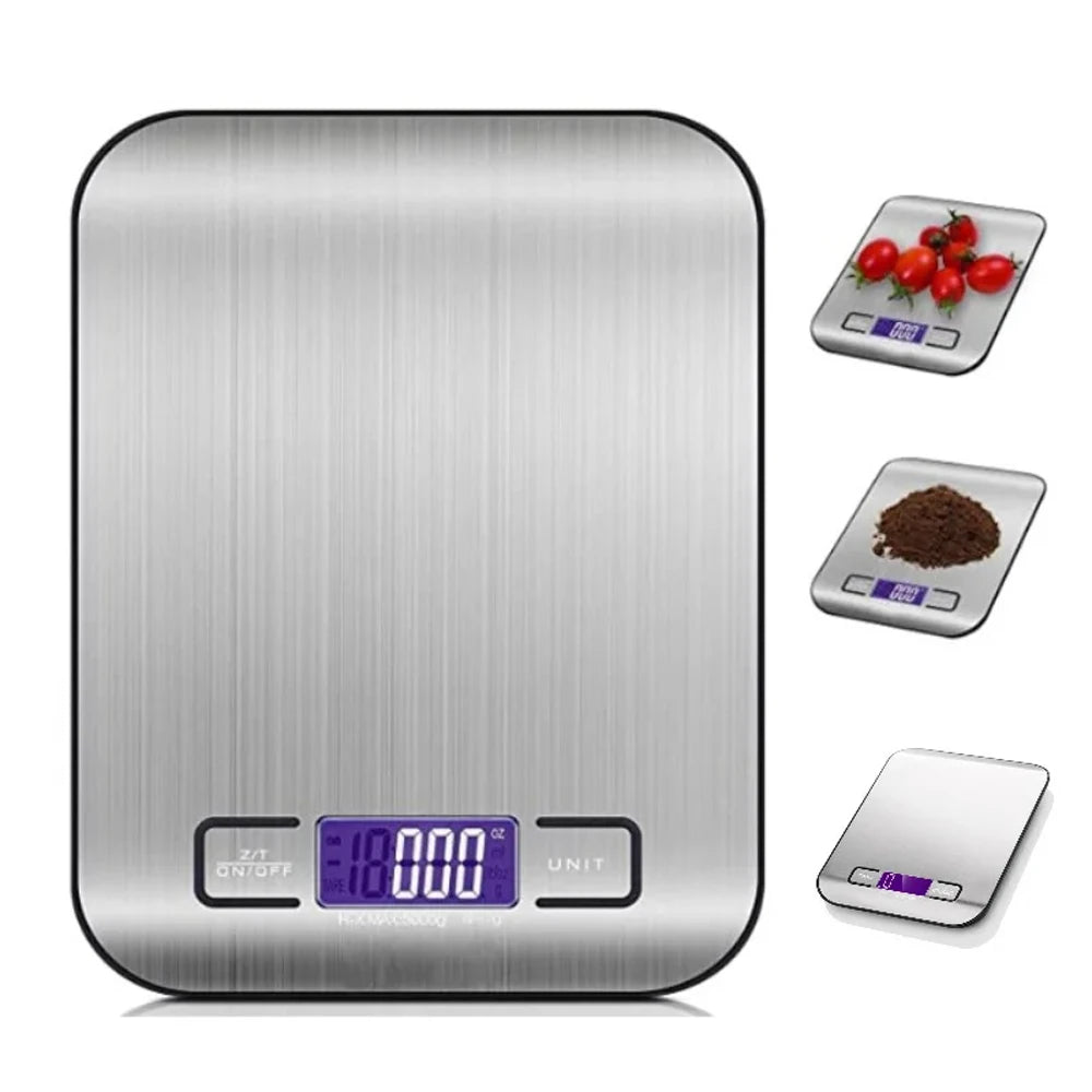 Portable Kitchen Scale Coffee Electronic Scale Stainless Steel Surface LCD Backlit Kitchen Food Scales Weighing Tool