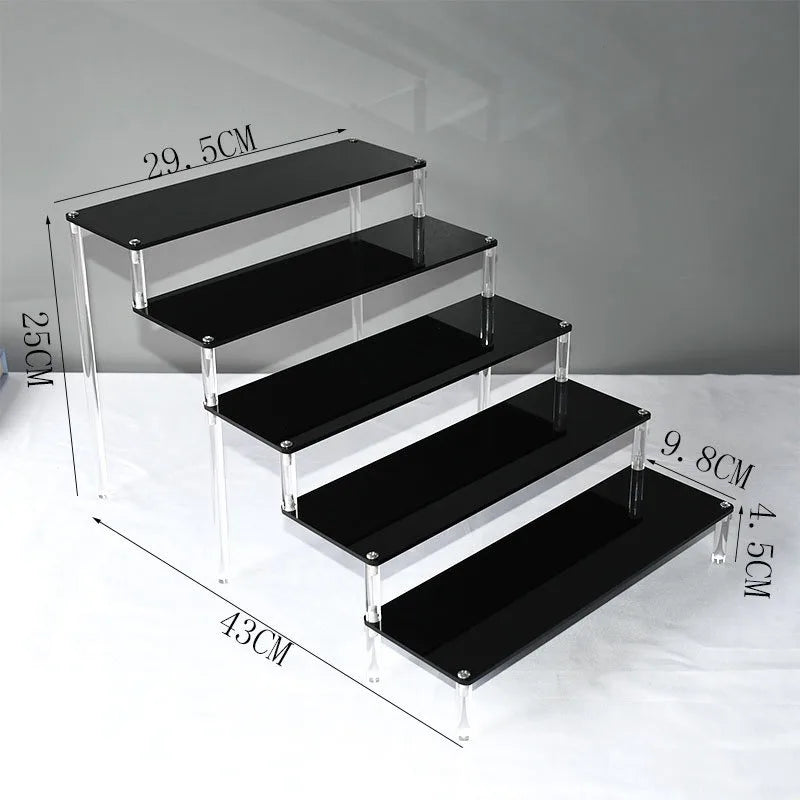 Black Acrylic Shelf Display Stand Perfume Cupcake Stand Figures Toys Desserts Holder Collection Cosmetic Shelves Organizers