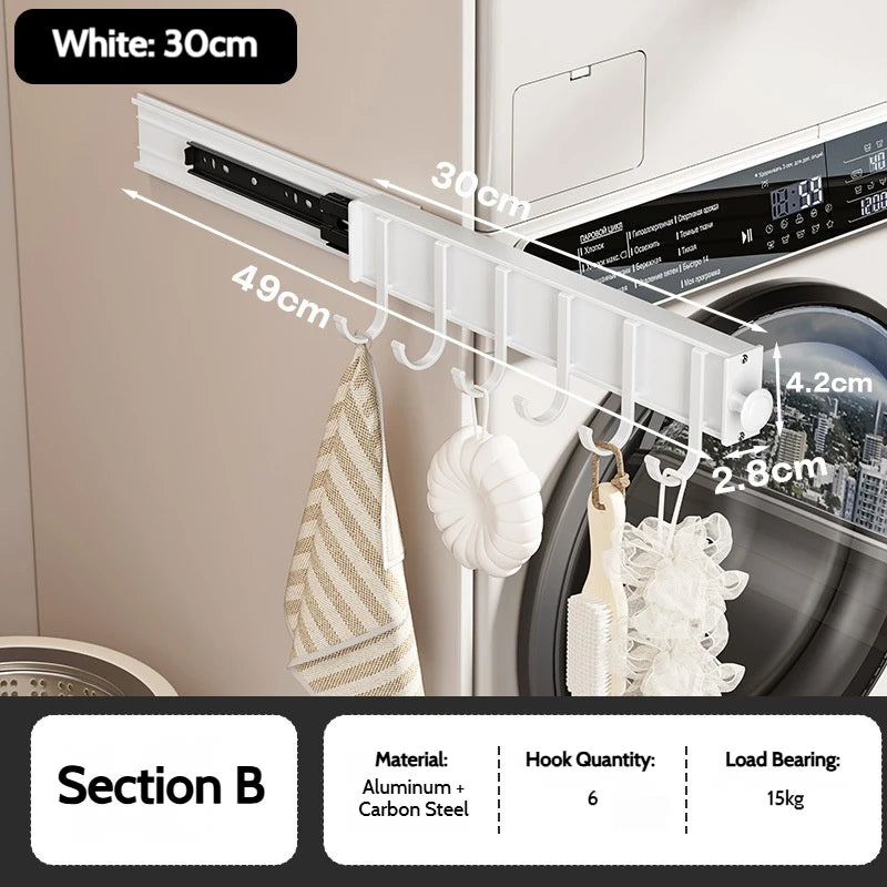 Pull Push Adjustable Top Mounting Closet Interior Telescopic Hanging Rod Cloakroom Retractable Slide Track Clothes Organizer