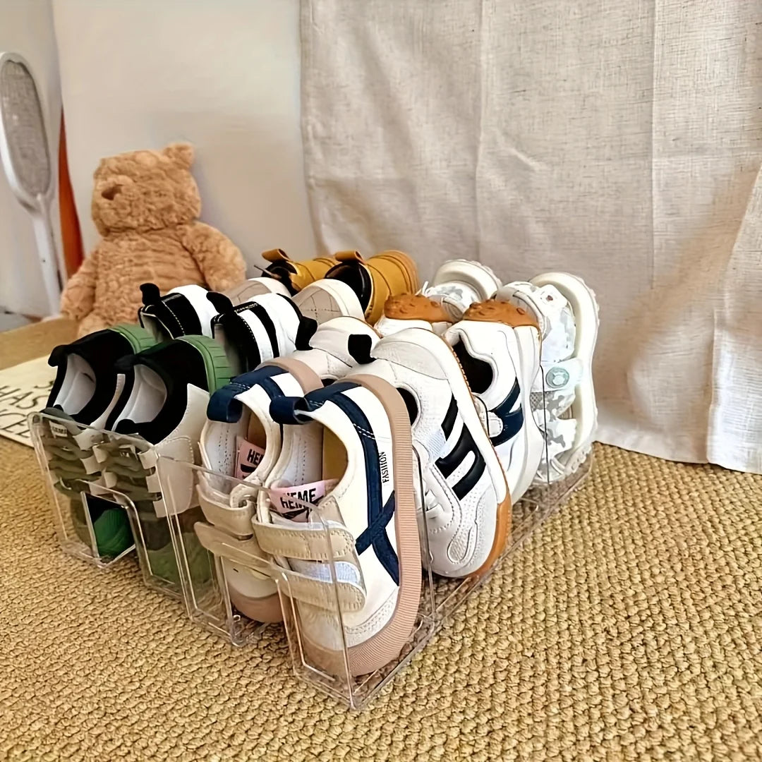 Transparent Plastic Baby Shoe Rack Space Saving Multi Layer Free Standing Shoe Organizer For Entryway Closet Home Storage