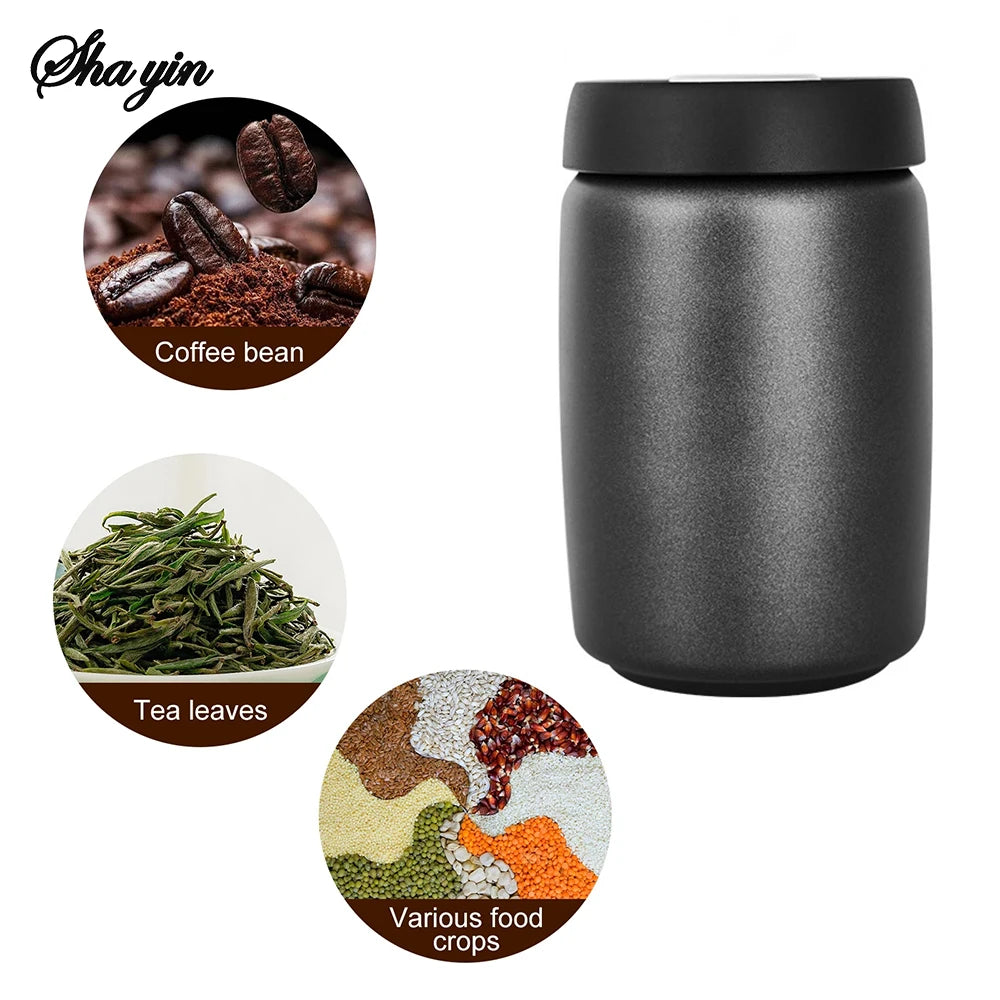 Coffee Beans Vacuum Sealed Jug 304 Stainless Steel Food Keep Fresh Storage Container Kitchen 1200ml Coffee Vacuum Canister