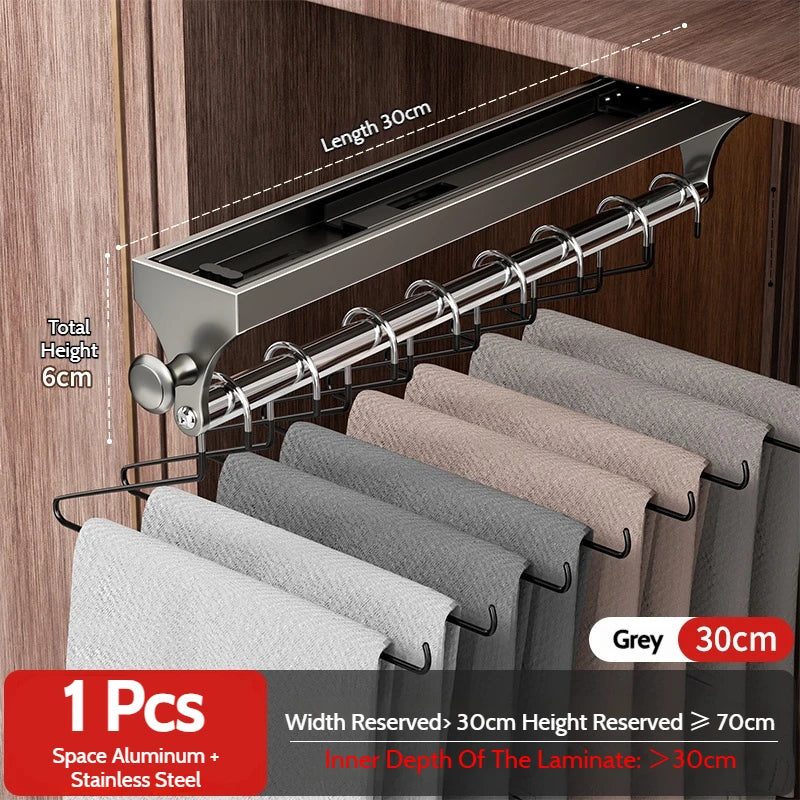 Pull Push Adjustable Top Mounting Closet Interior Telescopic Hanging Rod Cloakroom Retractable Slide Track Clothes Organizer