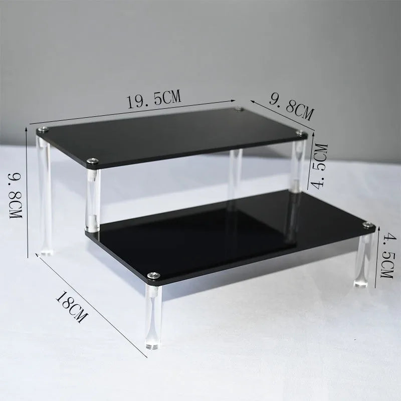 Black Acrylic Shelf Display Stand Perfume Cupcake Stand Figures Toys Desserts Holder Collection Cosmetic Shelves Organizers