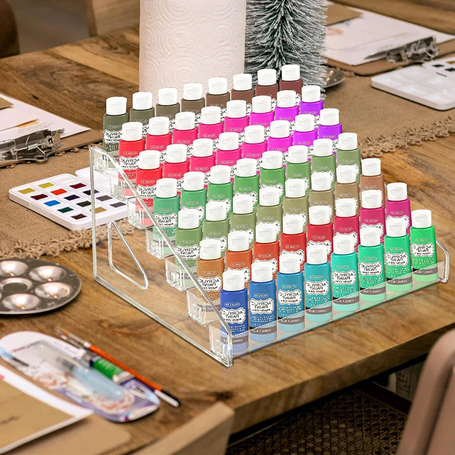 Transparent paint storage box, mini paint rack with 7 layers of paint storage rack, craft paint watercolor paint storage rack