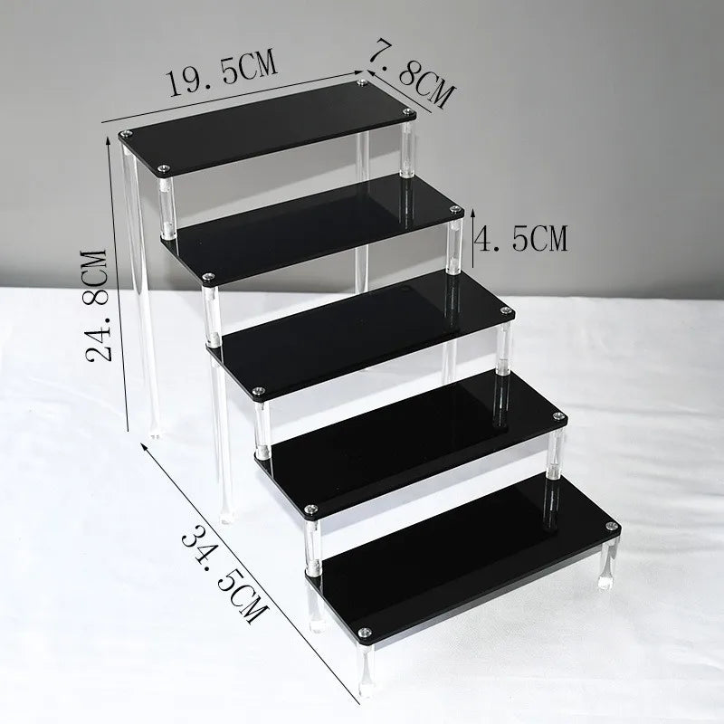 Black Acrylic Shelf Display Stand Perfume Cupcake Stand Figures Toys Desserts Holder Collection Cosmetic Shelves Organizers